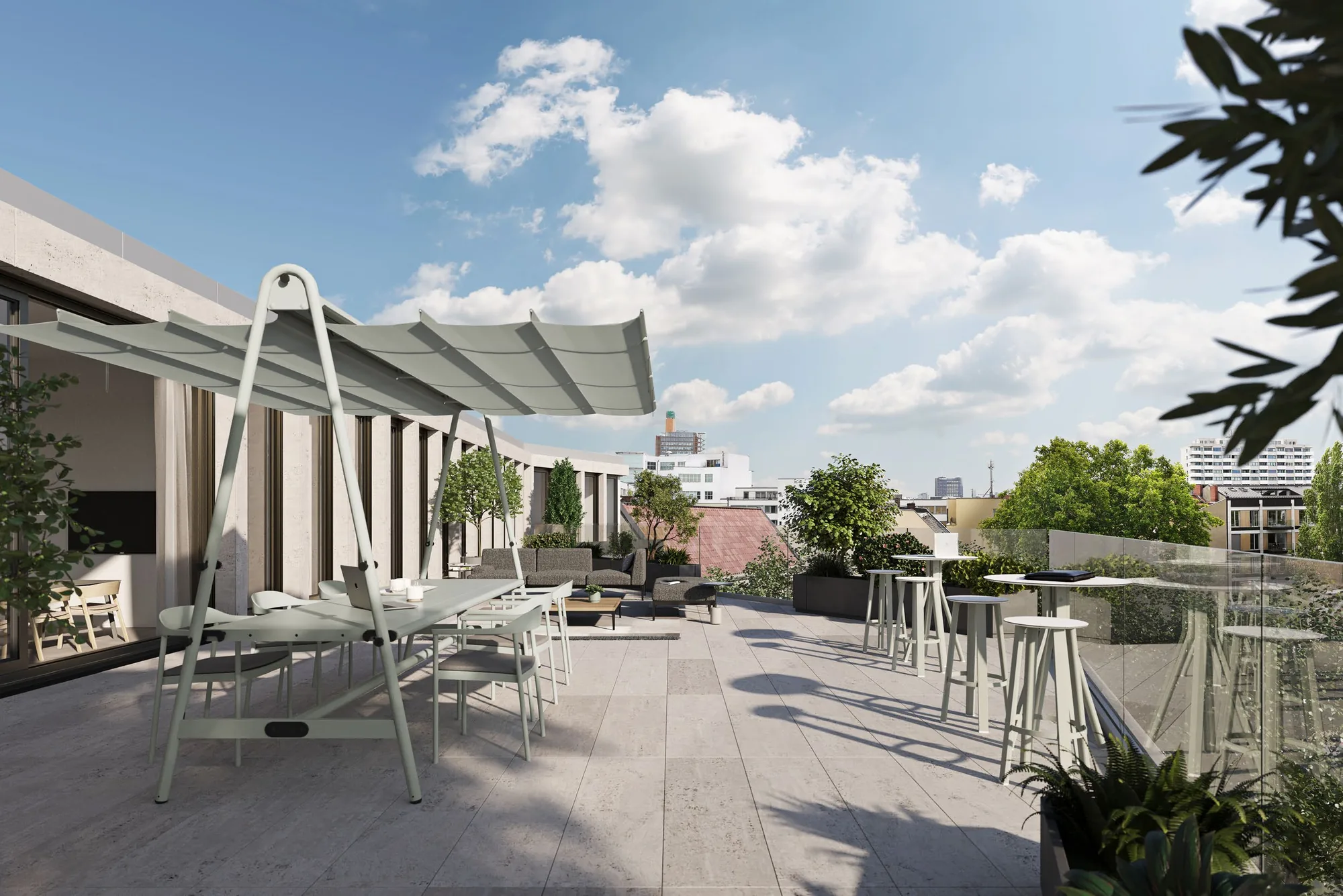 Visualisierung der Dachterrasse im siebten Obergeschoss