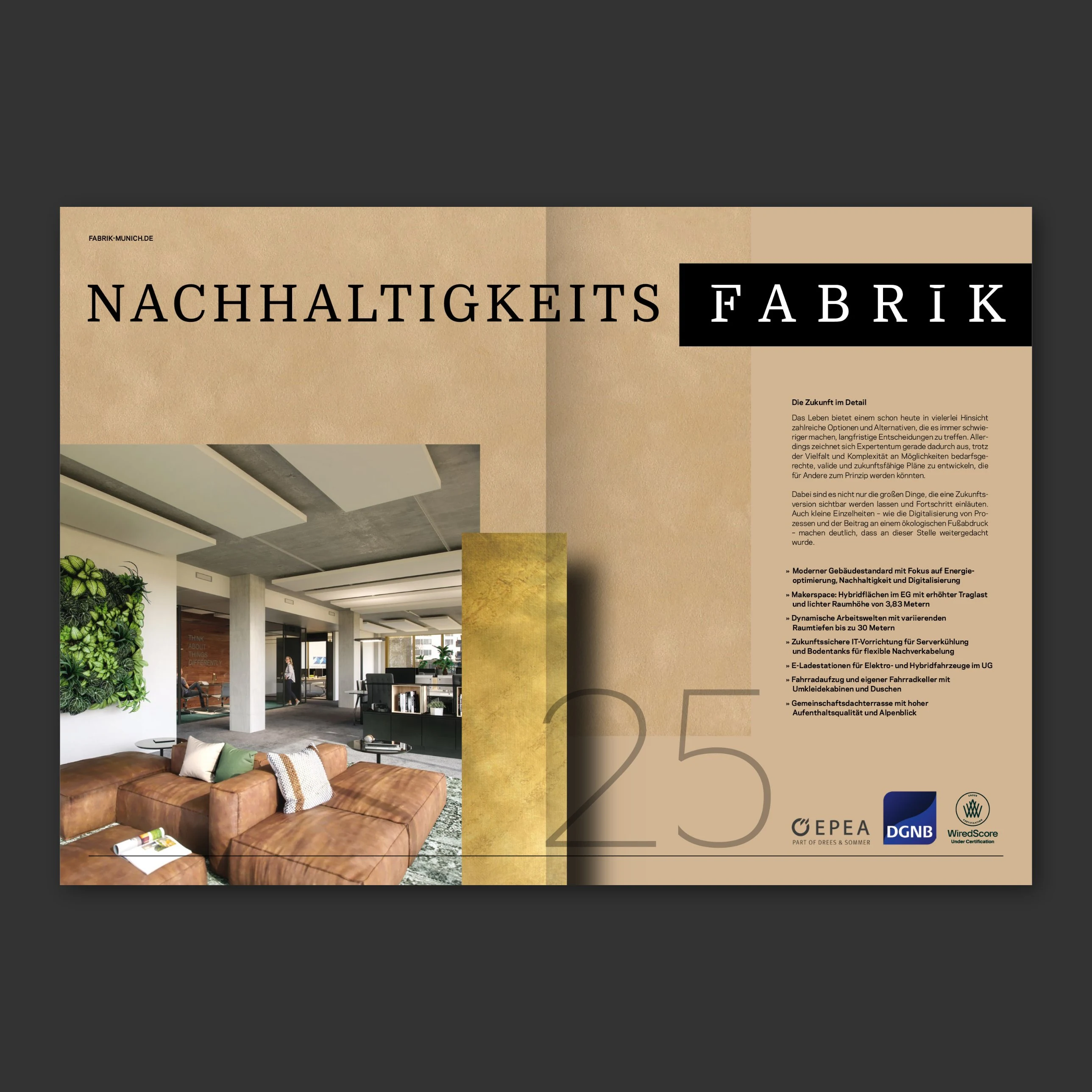 Broschüre Fabrik, Doppelseite Nachhaltigkeit
