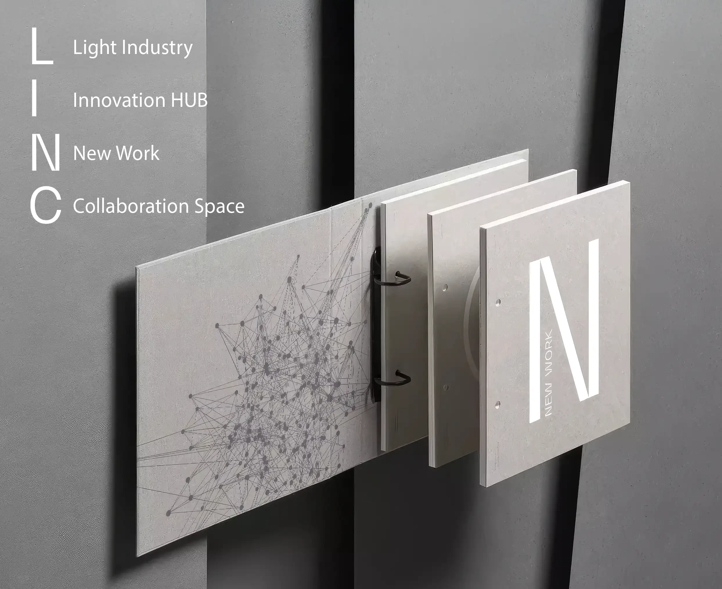 LINC-System: Ordner mit vier Elementen und den Buchstaben L, I, N, C