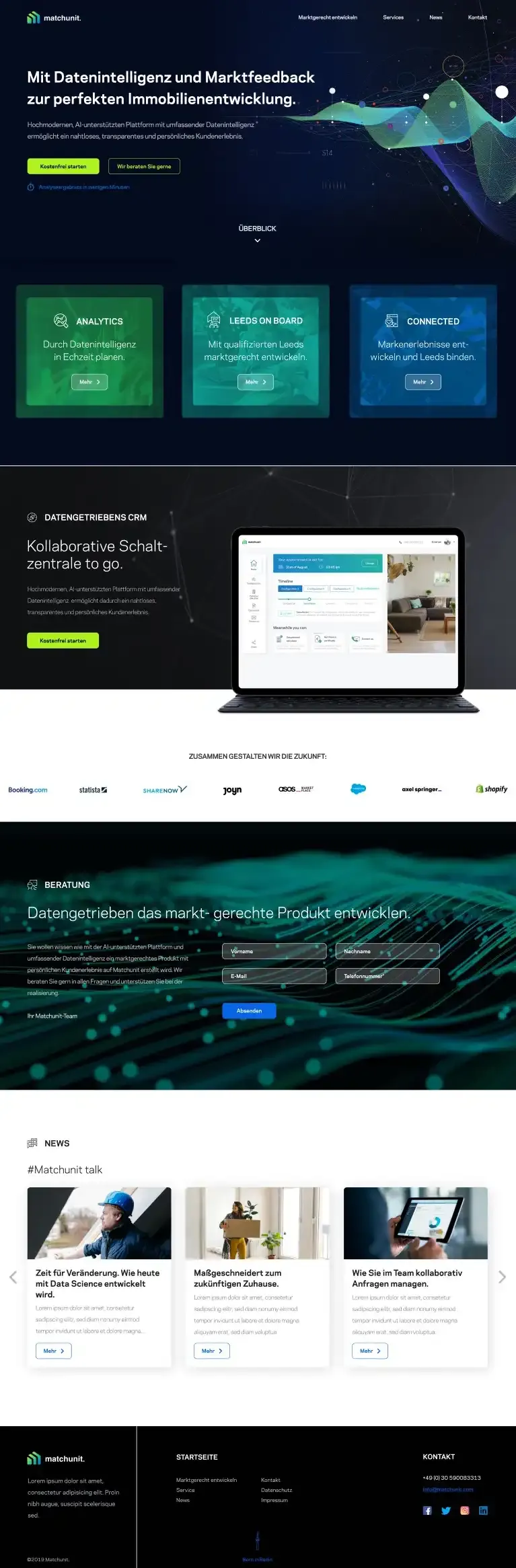 Matchunit Webseite für Projektentwickler, Marktgerecht entwickeln