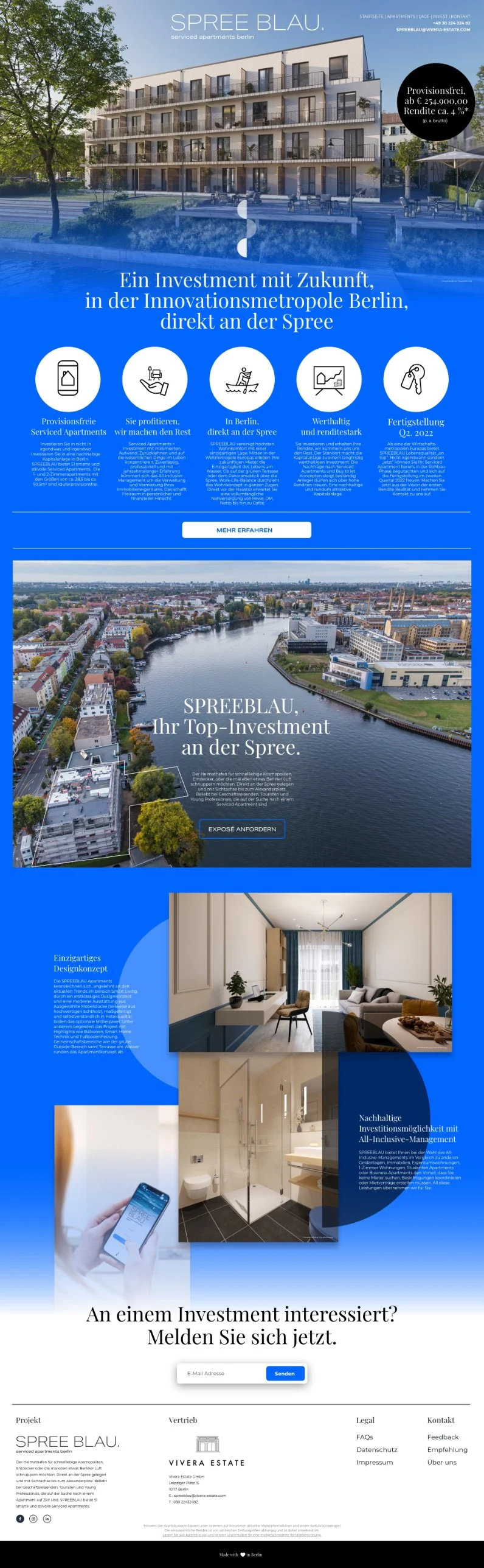 Spreeblau Website, Seite 1