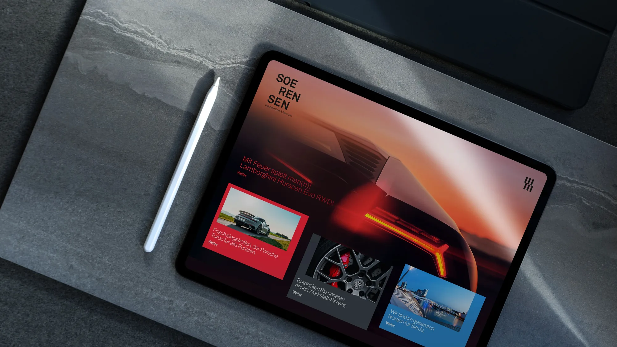 Website auf einem Tablet