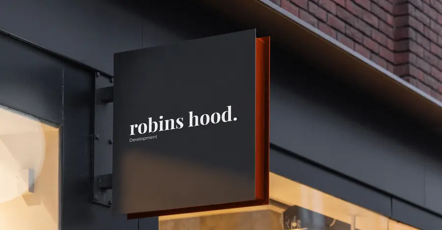 robins hood, Wortmarke an der Fassade
